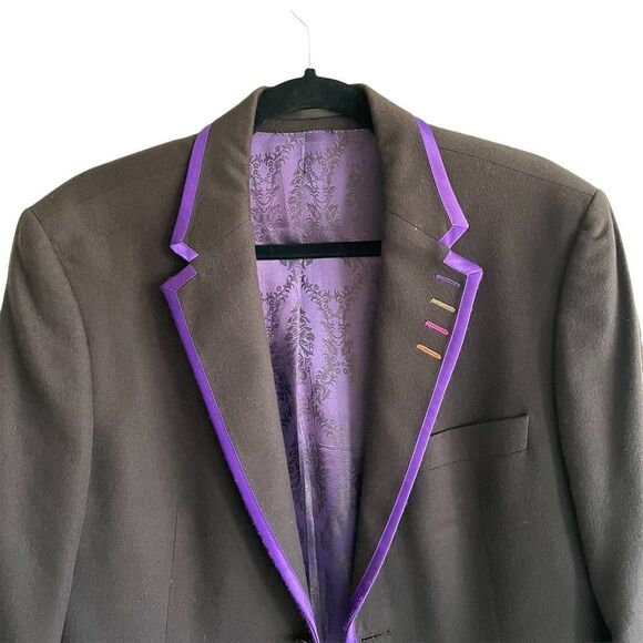 𝅺SAND COPENHAGEN Wool Cashmere Blazer Jacket Brown Purple 50R - Picture 3 of 13